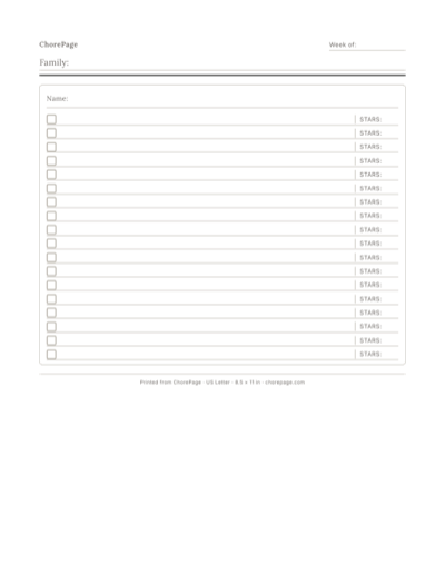 Preview of After-school chore chart