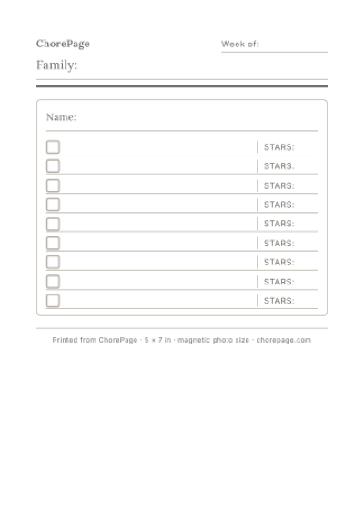 Preview of Magnetic chore chart (5×7)